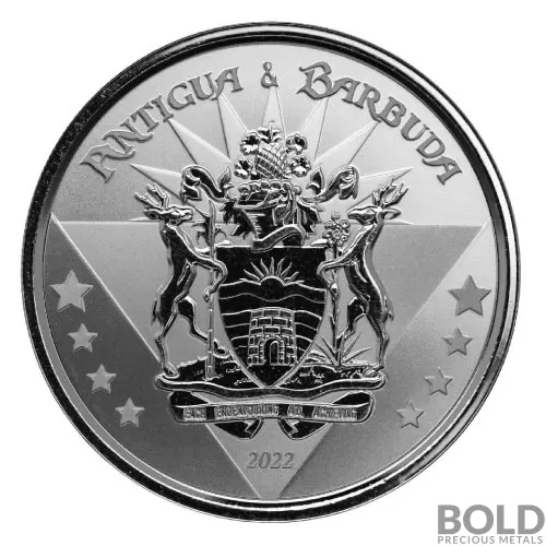 2022 Silver 1 oz Antigua & Barbuda Coat of Arms Coin BU