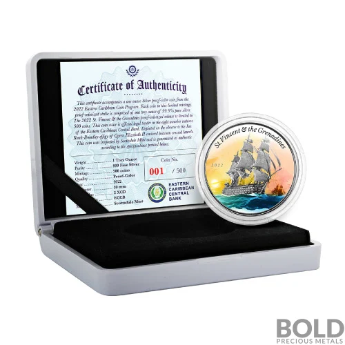 2022 1 oz EC8 St Vincent Grenadines War Ship Silver Colored Proof Coin