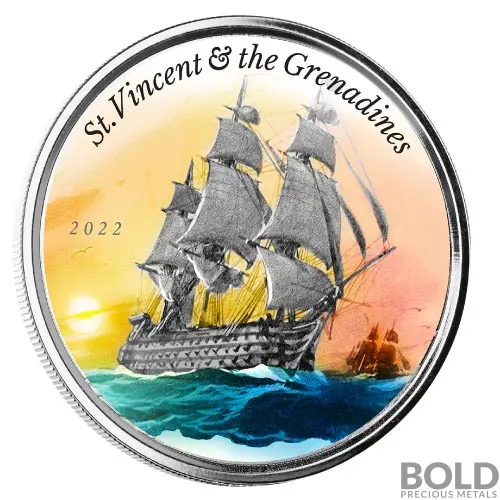 2022 1 oz EC8 St Vincent Grenadines War Ship Silver Colored Proof Coin