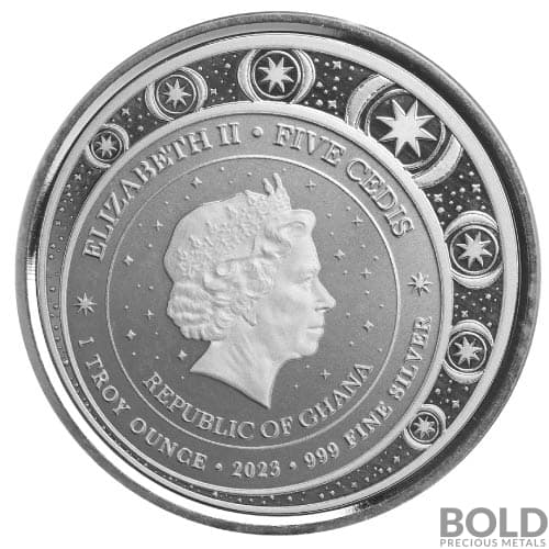2023 Silver 1 oz Ghana Unicorn "Aurora" Purple Colored Coin