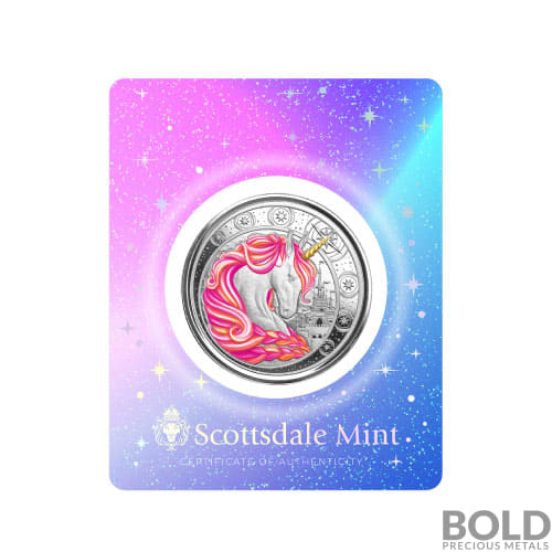 2023 Silver 1 oz Ghana Unicorn "Jubilee" Pink Coin