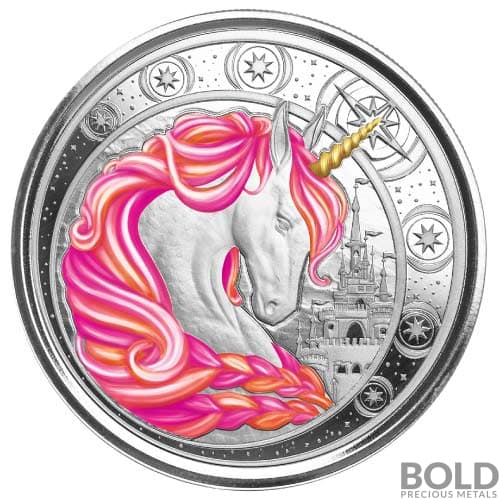 2023 Silver 1 oz Ghana Unicorn "Jubilee" Pink Coin