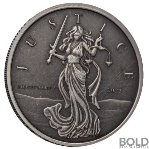 2023 Silver 1 oz Gibraltar Lady Justice Antiqued Coin