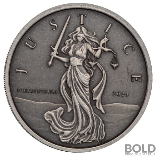 2023 Silver 1 oz Gibraltar Lady Justice Antiqued Coin
