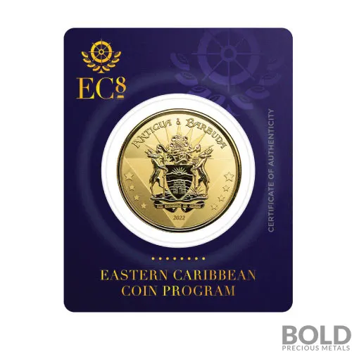 2022 1 oz Antigua & Barbuda Coat of Arms Gold Coin (BU)