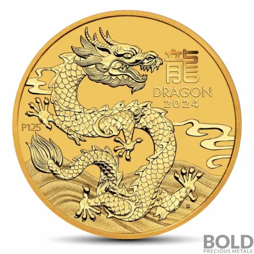 2024 2 oz Perth Lunar Year of the Dragon Gold Coin (BU)