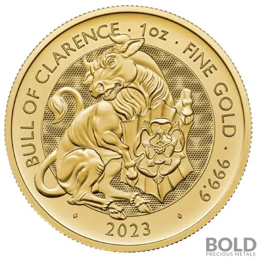 2023 1 oz British Gold Tudor Beasts Bull of Clarence Coin (BU)