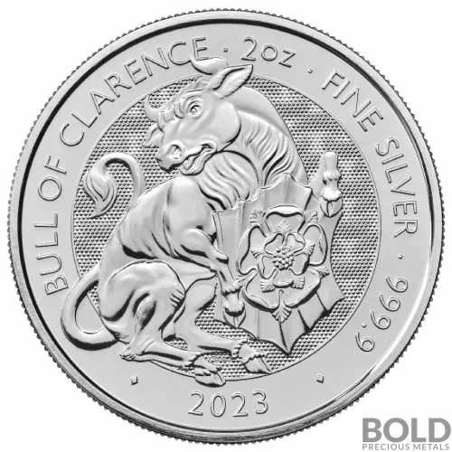 2023 2 oz British Silver Tudor Beasts Bull of Clarence Coin (BU)