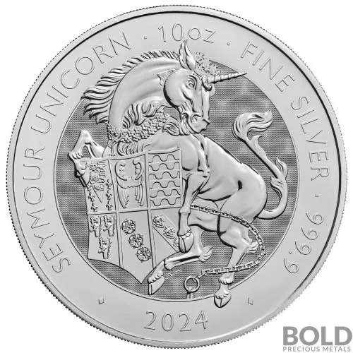 2024 10 oz British Silver Tudor Beasts Seymour Unicorn Coin (BU)