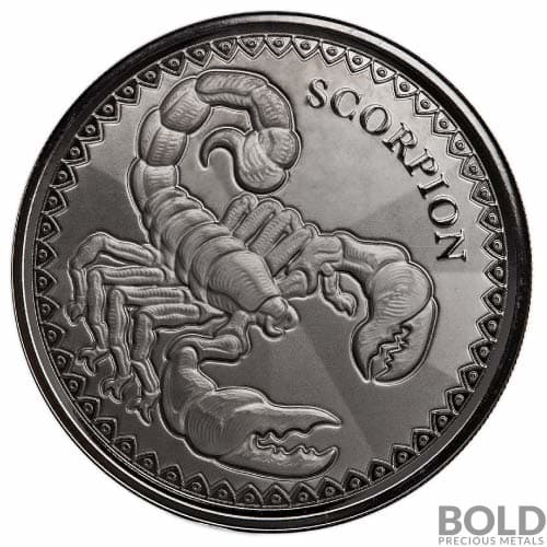 2022 1 oz Chad Scorpion Plated Silver Coin (Rhodium)