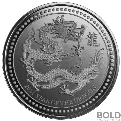 2024 1 oz Samoa Year of the Dragon Black Plating Silver Coin (Rhodium)
