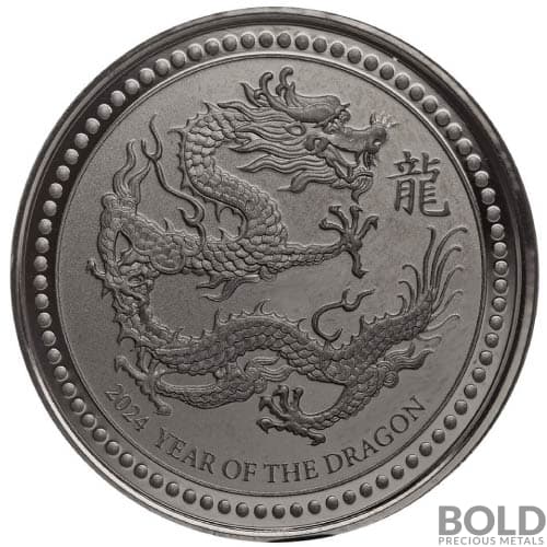 2024 1/2 oz Samoa Year of the Dragon Black Plating Silver Coin (Rhodium)