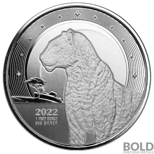 2022 1 oz Republic of Ghana African Leopard Silver Coin (BU)