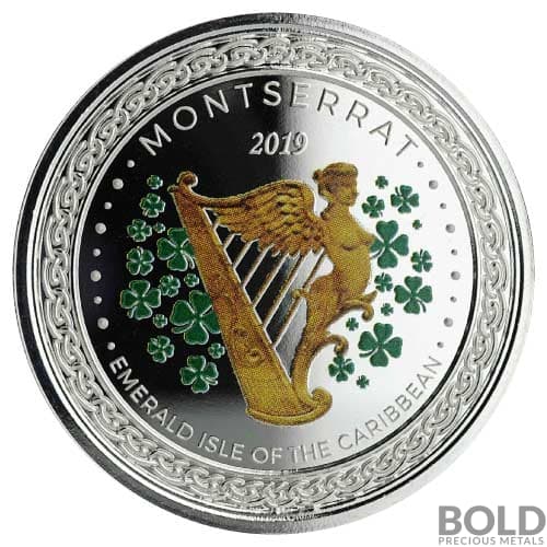 2019 1 oz Montserrat Emerald Isle Silver Coin (Proof, Colored)