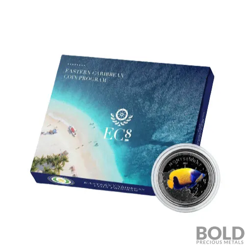 2021 1 oz Montserrat Angelfish Silver Coin (Proof, Colored)