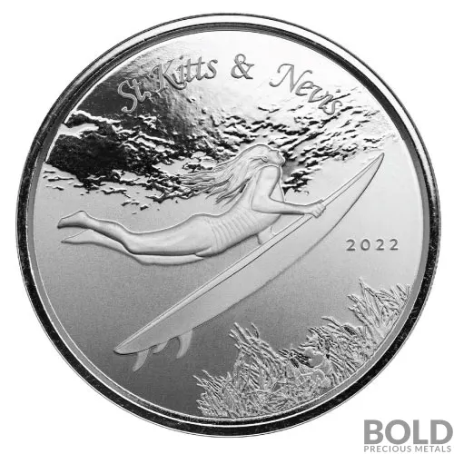 2022 1 oz St Kitts & Nevis Underwater Surfer Silver Coin (BU)