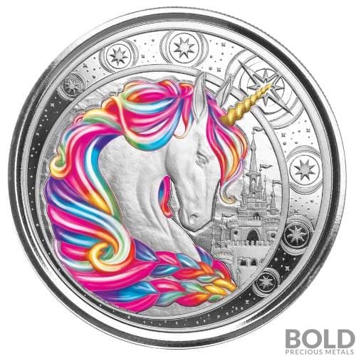 2023 Silver 1 oz Ghana Unicorn "Blossom" Rainbow Colored Coin