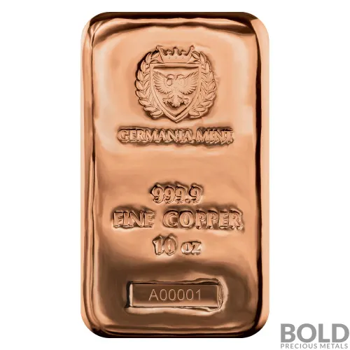 10 oz Germania Mint Cast Copper Bar