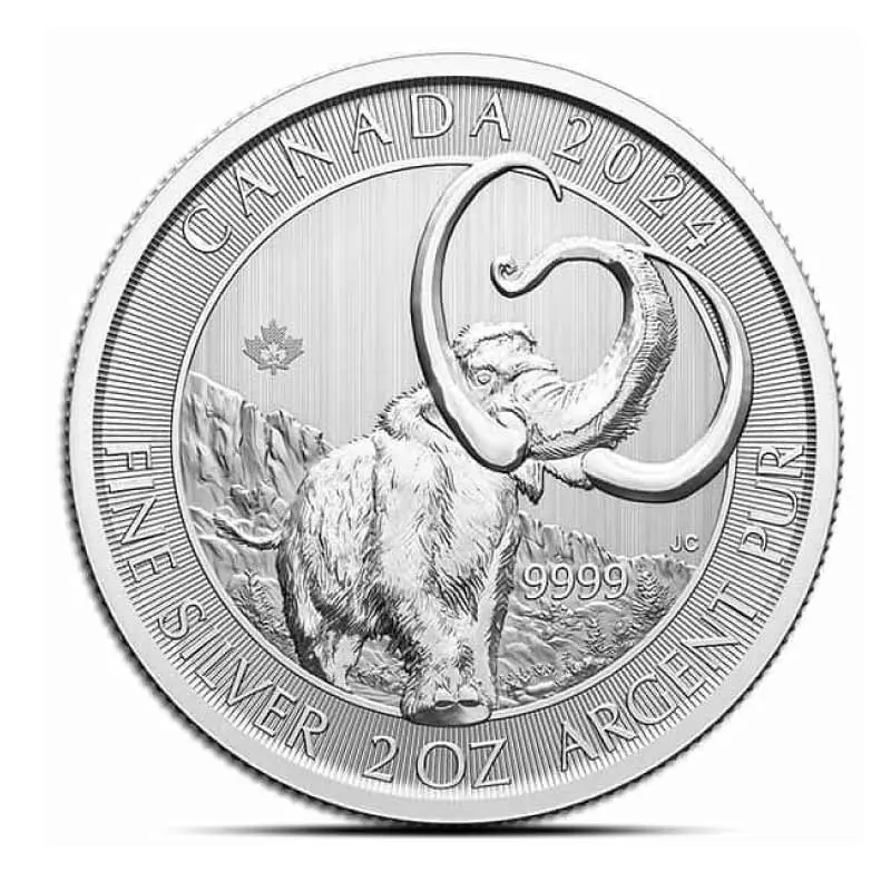 2024 2 Oz Canada Ice Age Woolly Mammoth Silver Coin BU   2024 2 Oz Canada Ice Age Woolly Mammoth Silver Coin Rev.webp