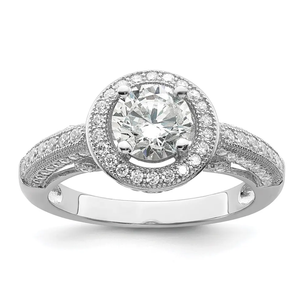 Brilliant Embers 81 Stone Halo Micro Pave CZ Ring