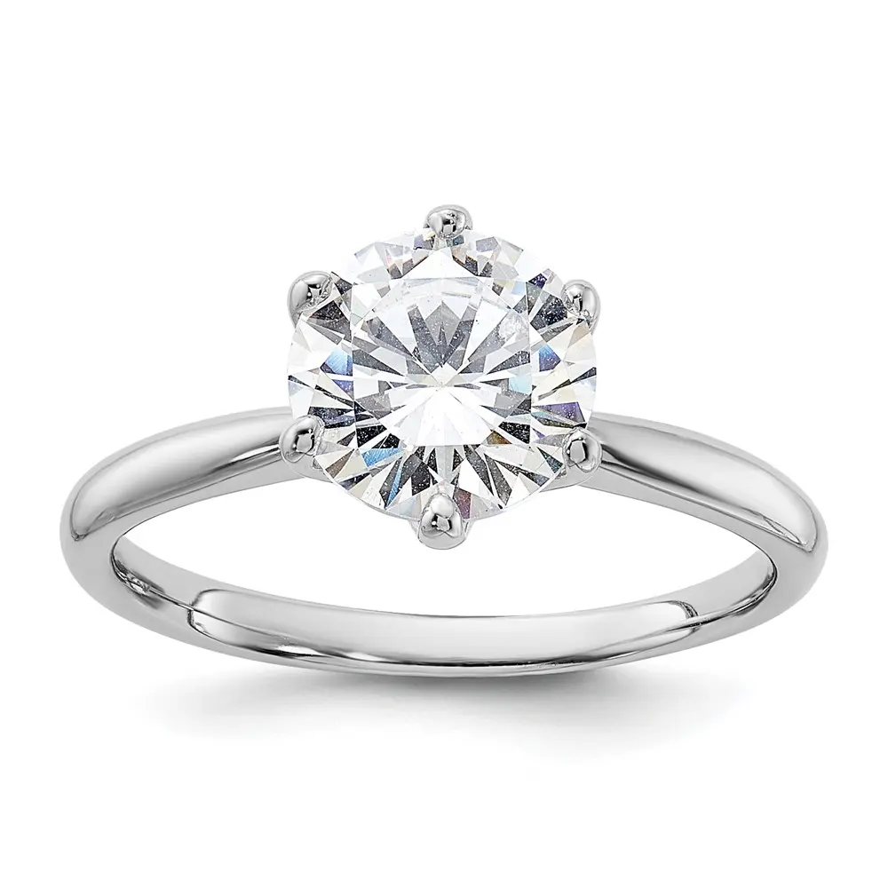 Sterling Silver CZ 6 Prong Solitaire Ring