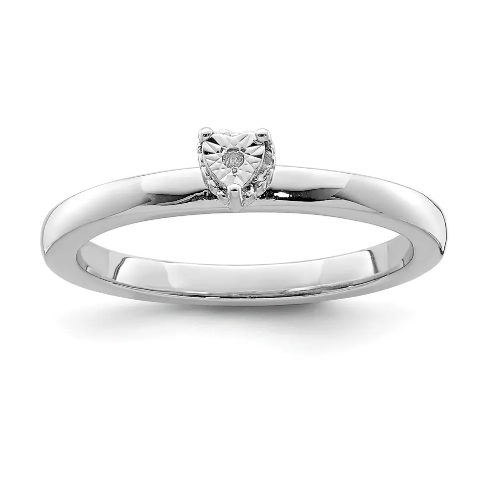 Sterling Silver Diamond Heart Shape Ring