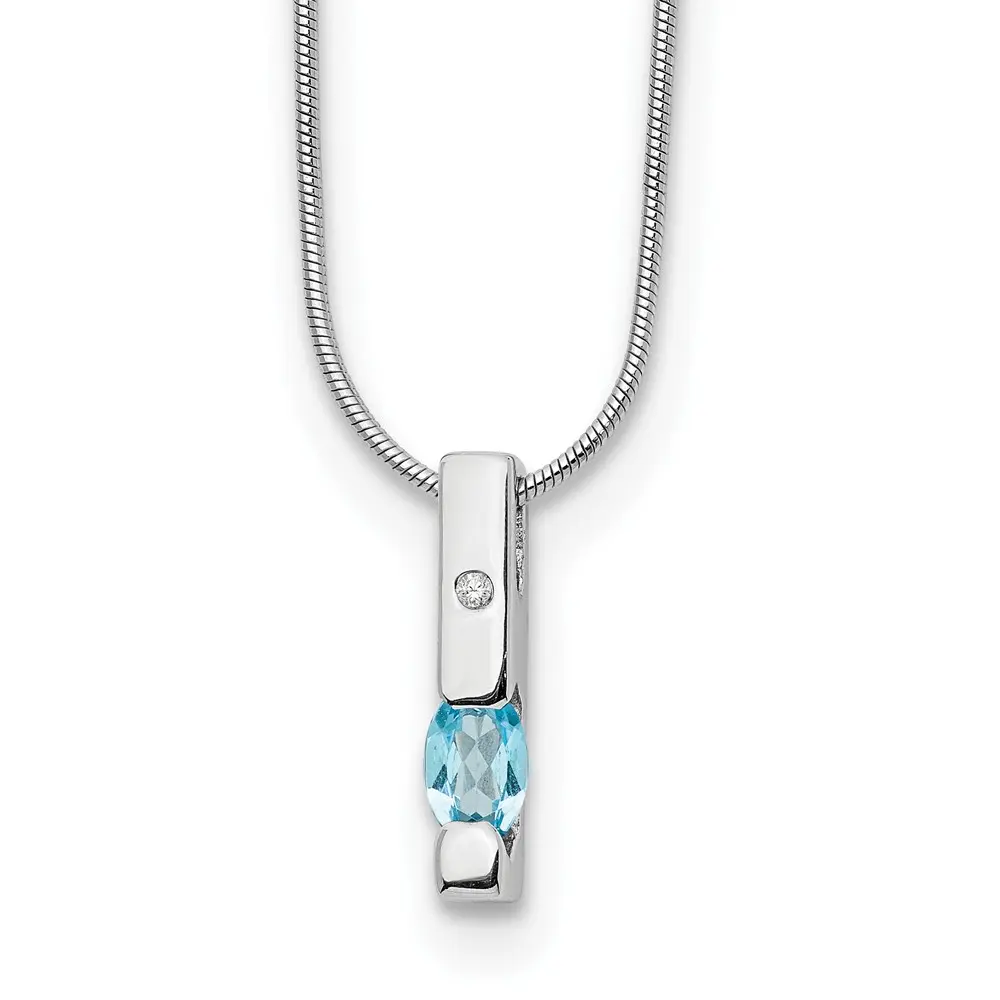 Sterling Silver Diamond and Blue Topaz Necklace