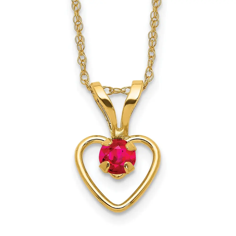 10k Ruby Heart Birthstone Necklace