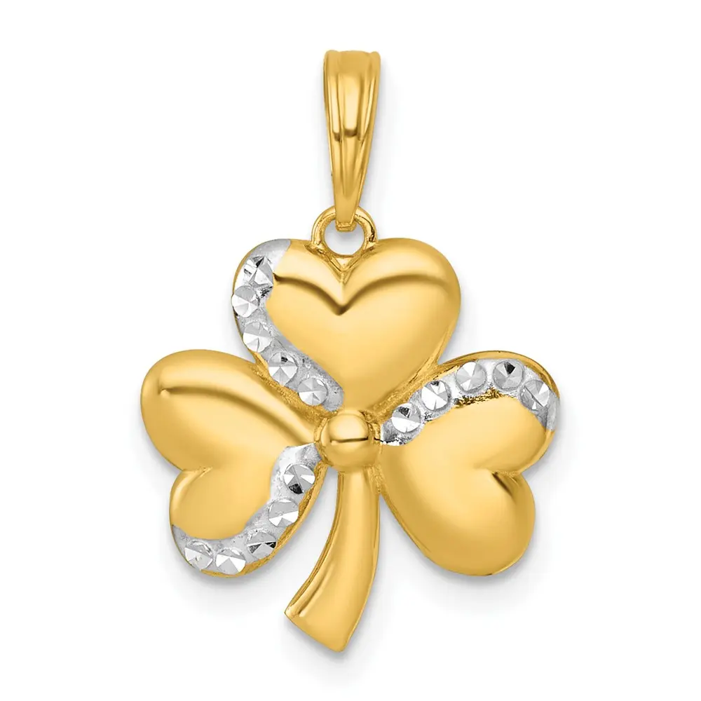 14k Polished 3 Leaf Clover Charm