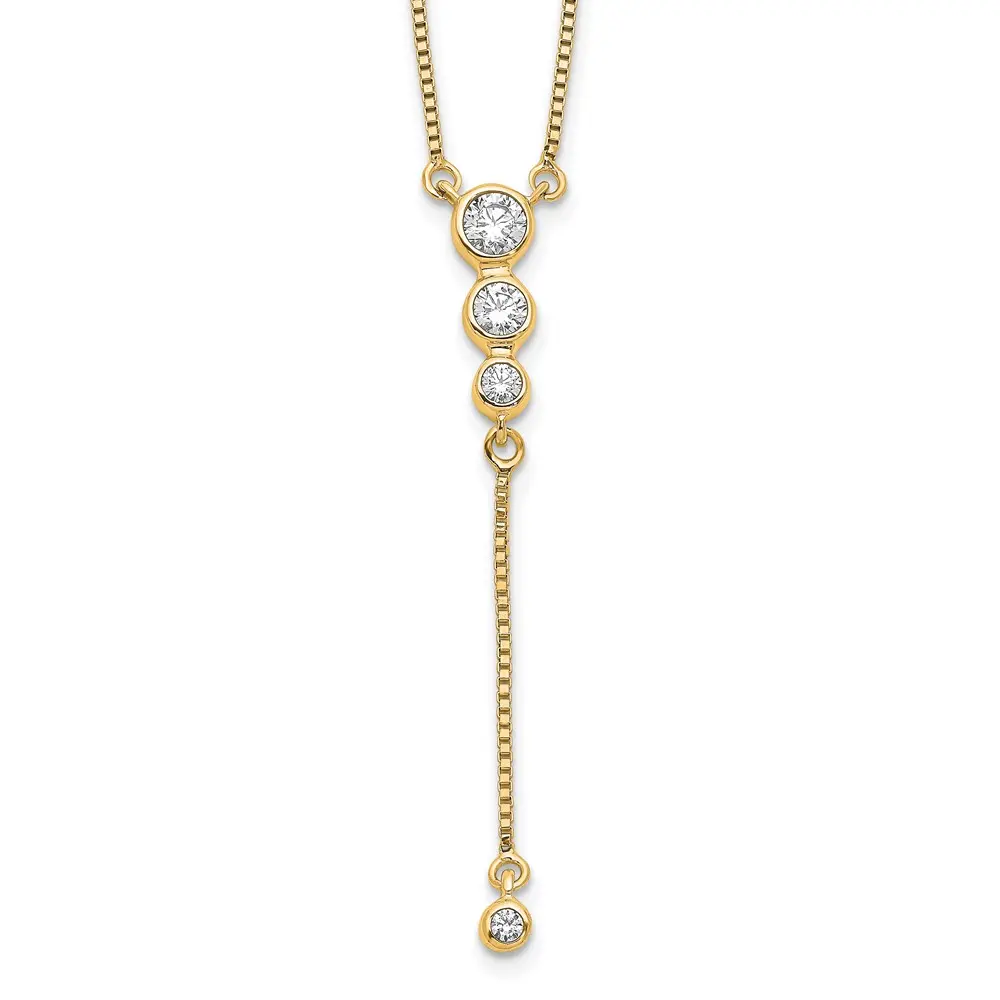 14k Diamond 3-Stone Dangle Necklace