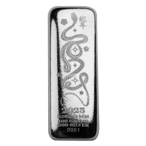 2025 100 Gram Lunar Year of the Snake Silver Bar