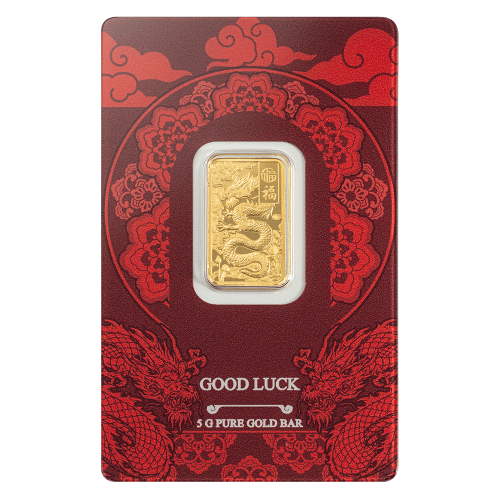 5 Gram PAMP Good Luck Yellow Dragon Gold Bar