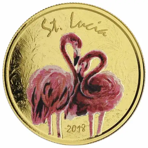 2018 Gold 1 oz St. Lucia Flamingo Coin Proof (Colored)