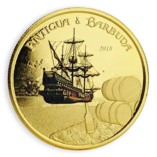 2018 Antigua & Barbuda: Barbuda Rum Runner 1 oz Gold Proof (Colored)