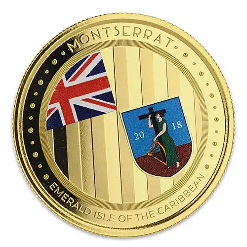 2018 EC8 Montserrat Emerald Isle 1 oz Gold Proof (Colored)