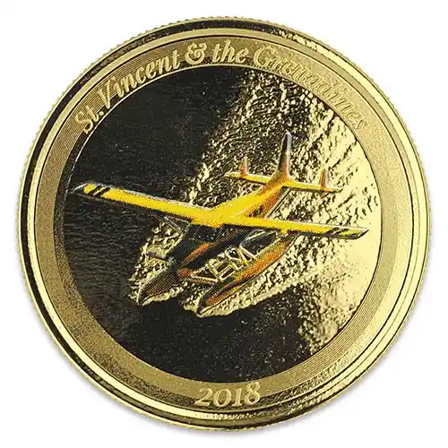 2018 EC8 St Vincent Grenadines Seaplane 1 oz Gold Proof (Colored)