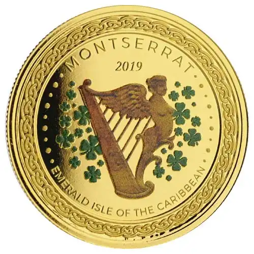 2019 Gold 1 oz Montserrat Emerald Isle Coin Proof (Colored)