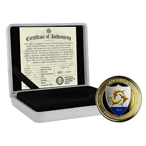 2020 EC8 Anguilla Coat of Arms 1 oz Gold Proof (Colored)