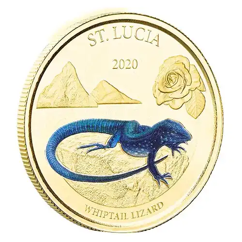 2020 EC8 St. Lucia Whiptail Lizard 1 oz Gold Proof (Colored)