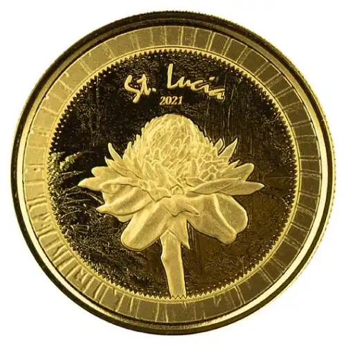 2021 Gold EC8 St. Lucia Ginger Flower 1 oz BU