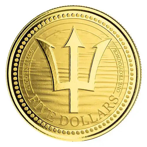 2022 Barbados Trident Gold 1 oz BU