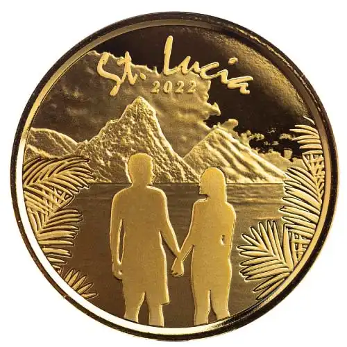 2022 Gold 1 oz St. Lucia: Romantic Couple BU