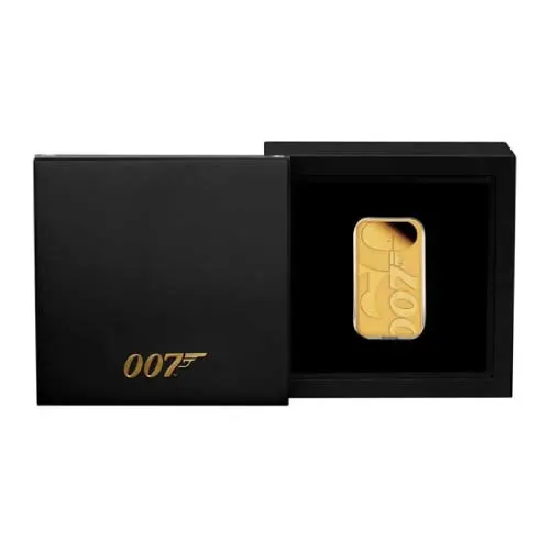 2022 Tuvalu James Bond: 60 Years of Bond 1 oz Gold Proof Rectangular Coin