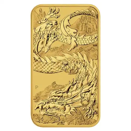 2023 Silver 1 oz Australia Perth Rectangular Dragon BU Coin Bar