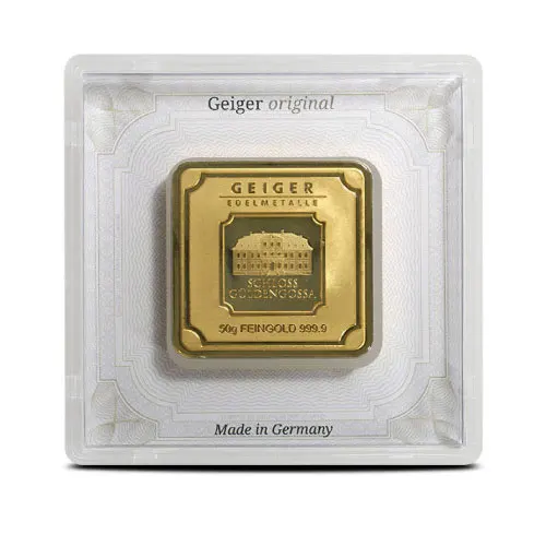 Gold 50 Gram Geiger Edelmetalle Square Mint Bar