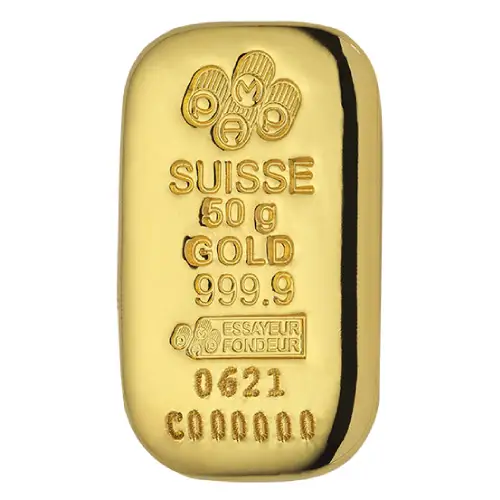 Gold 50 Gram PAMP Cast Bar