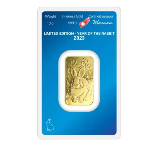 2023 Argor-Heraeus 10 Gram Gold Lunar Year of the Rabbit Bar (In Assay)