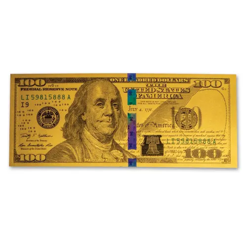 1 gram US Note $100 Benjamin Franklin Replica .999 Gold