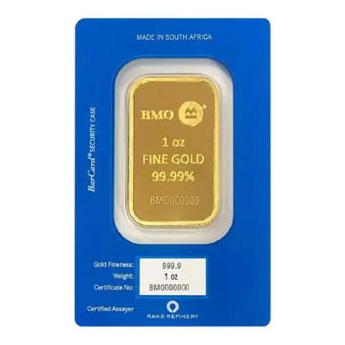 Rand Refinery Gold Bank of Montreal 1 oz Bar (In Assay)