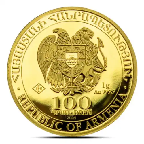 2024 1 Gram Armenia Noah's Ark Gold Coin (BU)